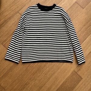 Long Sleeve Stripped Knit Top One Size from Korea